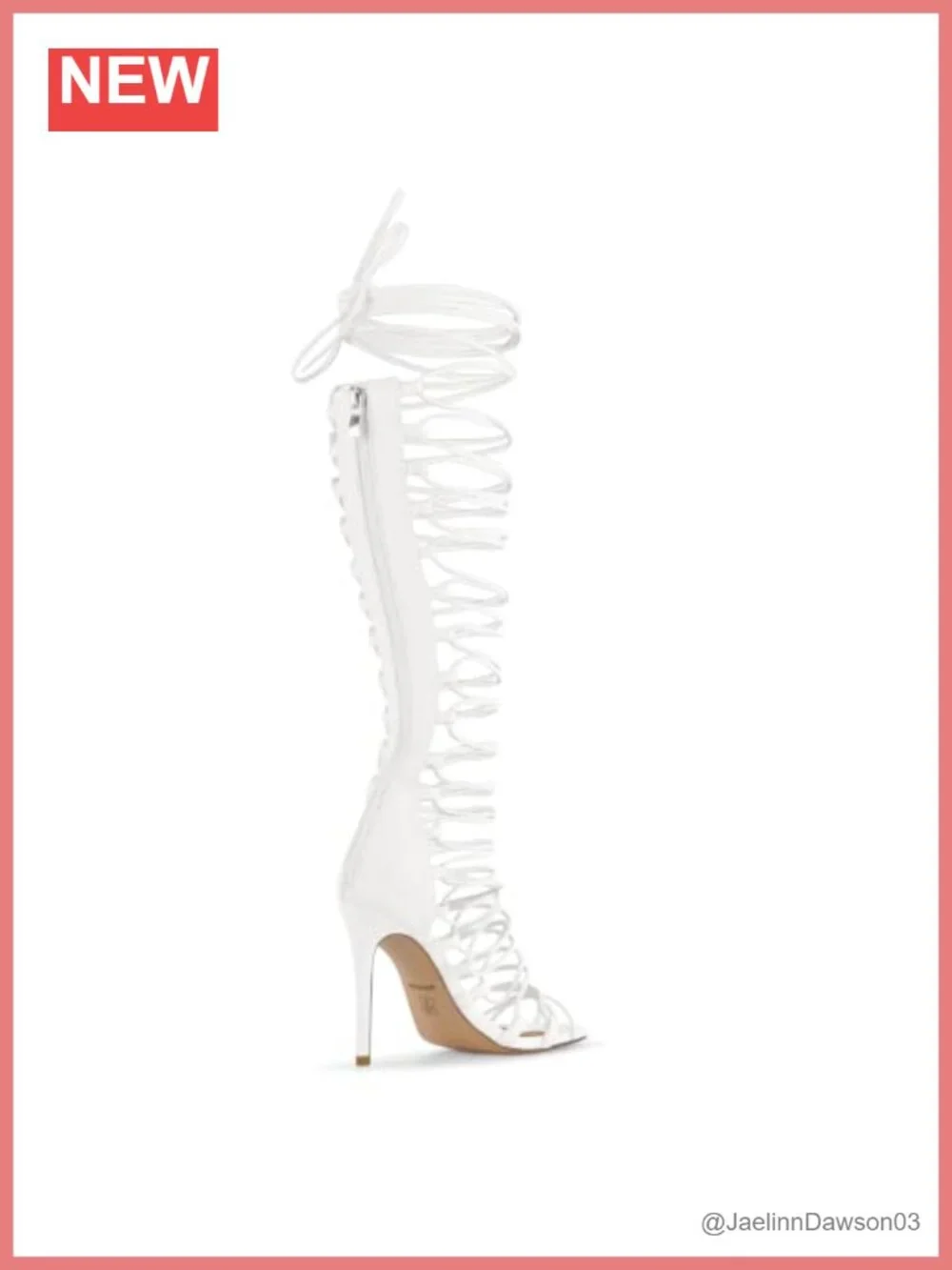 Knee High Lace Up Strappy Stiletto Heels with Zipper Gladiator Sandals